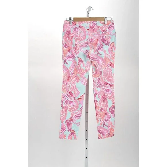 Lilly Pulitzer Poolside Blue LOVE BIRDS KELLY PANTS Skinny Ankle Stretch Size 2 - Picture 2 of 3